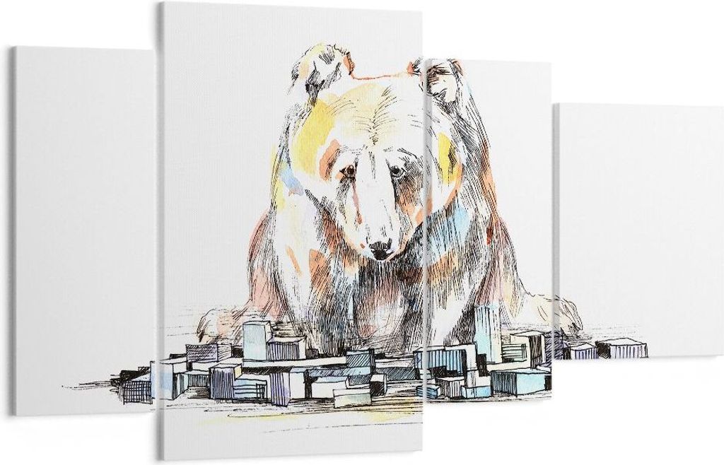 Bild auf Leinwand - Leinwandbild - Bär Spielzeug Spiel Illustration - 120x70cm - Wand Bild - Wanddeko - Leinwanddruck - Bilder - Kunstdruck - Lein...