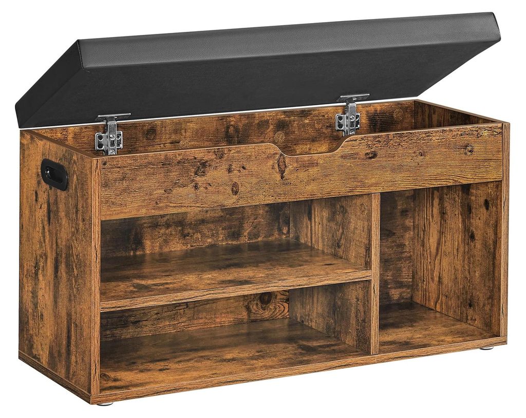 Schuhbank - Aufbewahrungsbank mit Schuhablage - 80×44×30 cm - Spanplatte & Stahl - Freistehend - Dunkelkhaki