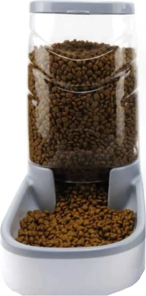 Grand Distributeur Croquettes 3,8L Gris avec Réservoir en Plastique XL