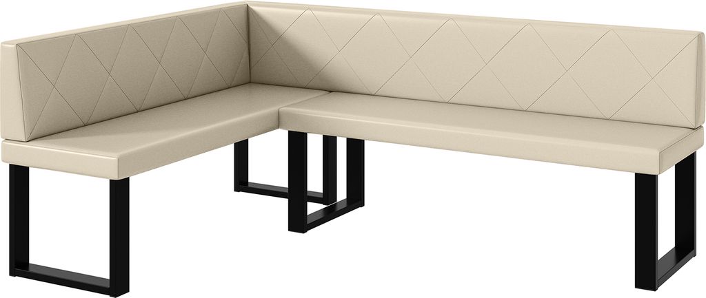 MEBLINI Eckbank für Esszimmer - Küchenbank - Essecke - Sitzecke Küche - ERIC - U-Beine 142x196x87cm Links - Creme Kunstleder