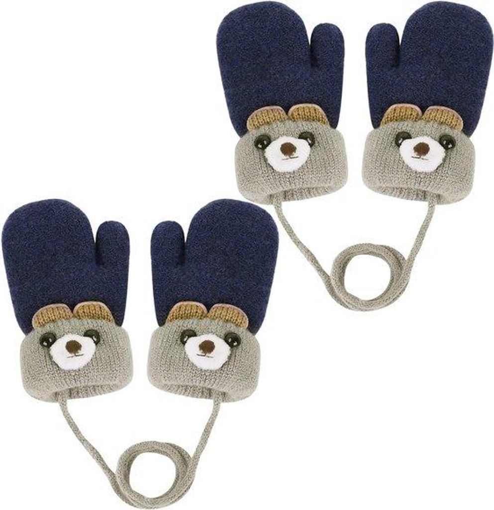 Winterhandschuhe für Kinder - 2 Stück - Winddicht - Elastisch - Mit Gurteinheit - Für Jungen und Mädchen 0-3 Jahre