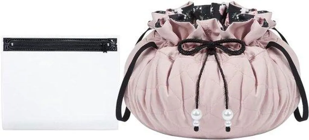 Trousse de toilette voyage rose pour femme avec rangement multicouche