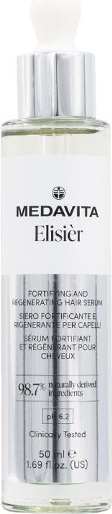 A product shot of a hair serum bottle against a white background.