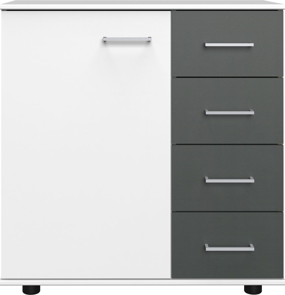 Kombikommode >ANGIE< in WEISS + GRAPHIT - 81x83x41cm (BxHxT)