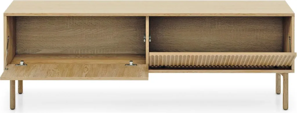 Meuble TV Tavo Chêne 153cm : Rangez vos Câbles avec ce Support Beige Chic - 3