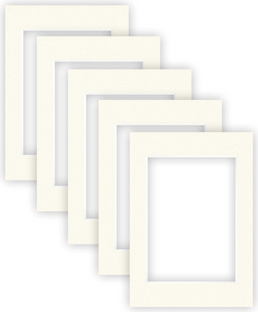 nielsen Conservation Passepartout 1,5 mm, 5er Set, Außenformat 29,7x42 cm (DIN A3) für Bildformat 21x29,7 cm (DIN A4), Cremeweiß mit Struktur