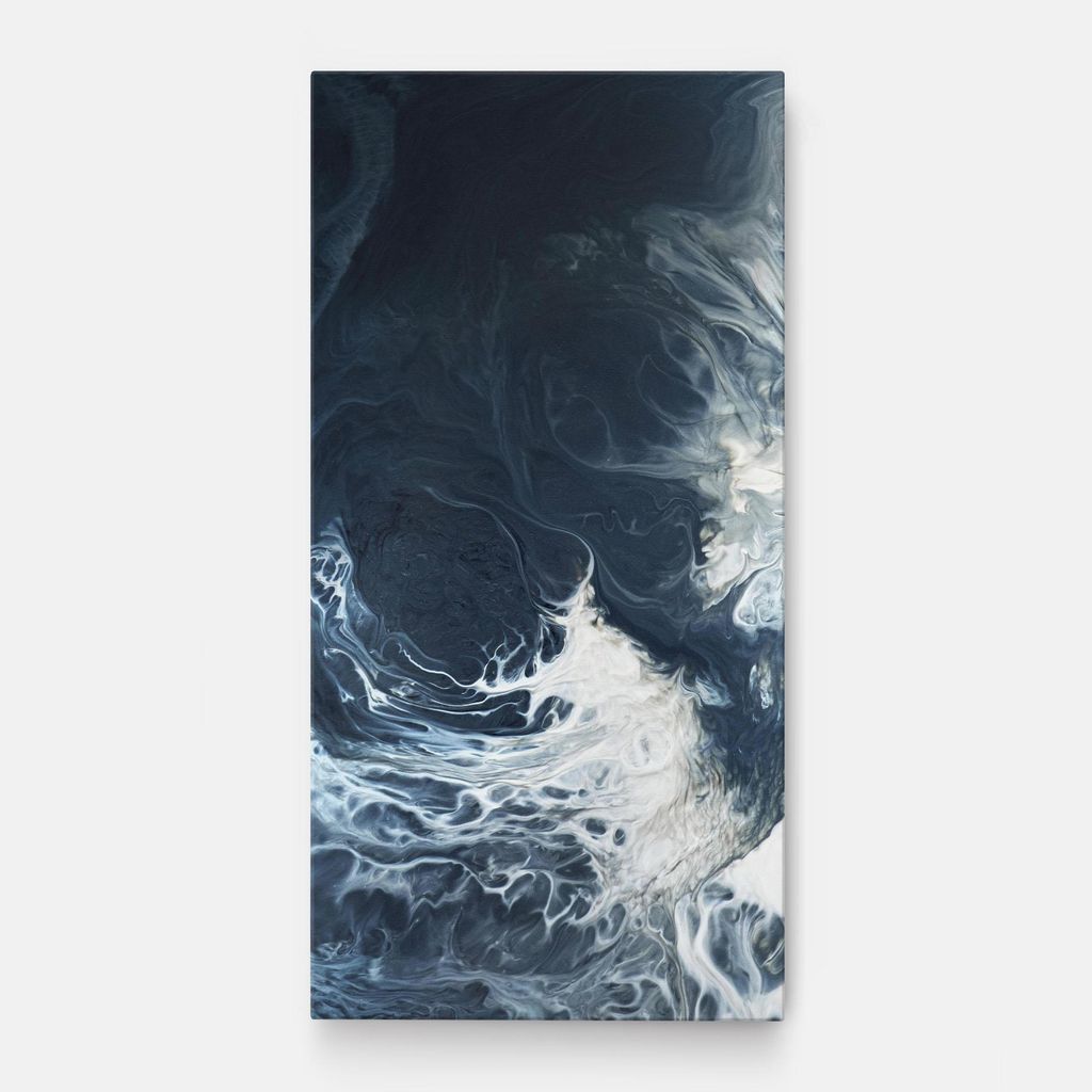 ARTHUB Leinwandbild 60x120 cm, Dark Blue Wave | Wohnzimmerdekoration, Hängende Bilder, Wanddekoration, Heimdekoration, Abstrakte, Marmor