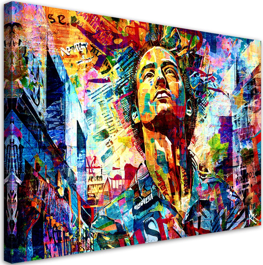 Leinwandbild Mann Bunt Abstraktion 90x60 Feeby Violett bild für die wand bereit zum aufhängen