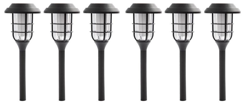 6er Set LED Solarleuchten, Erdspieß, schwarz, H 43 cm Produktbild 