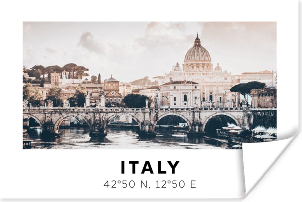 MuchoWow Poster Rom - Skyline - Italien - Sommer 60x40 cm - Schlafzimmerdekoration