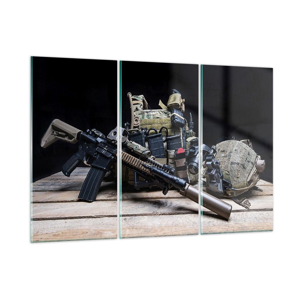 Bilder auf glas - Militaria Gewehr - 105x70cm - Glasbilder - Wandbilder - Kunstdruck - zum Aufhängen bereit - Wanddekoration aus Glas - Glas Bilde...