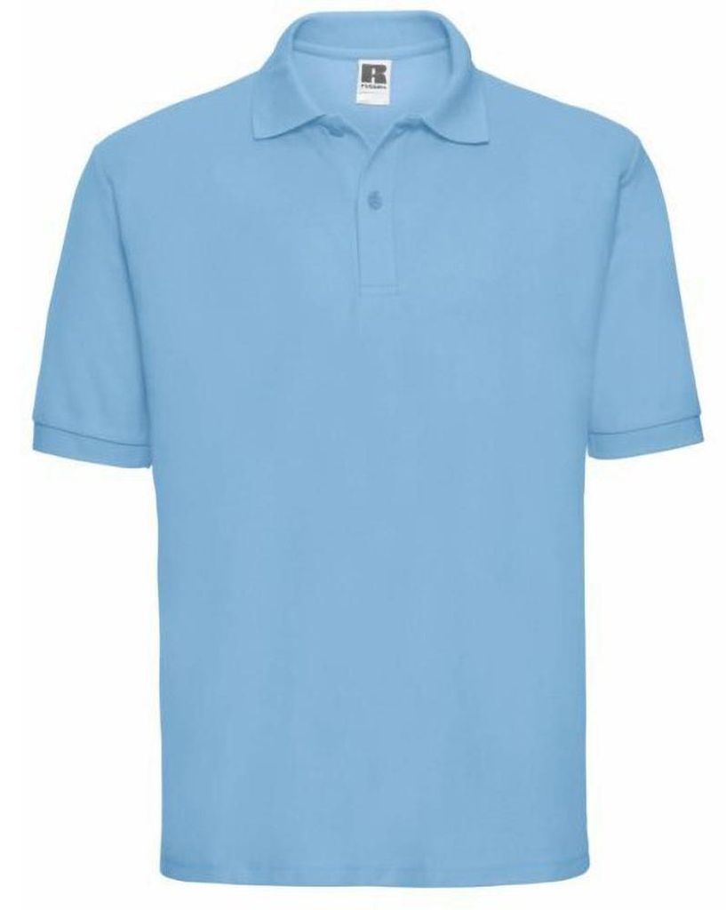 Russel Herren Klassik Kurzarm PolyBaumwolle Polo Shirt FK701 (XS) (Himmelblau)