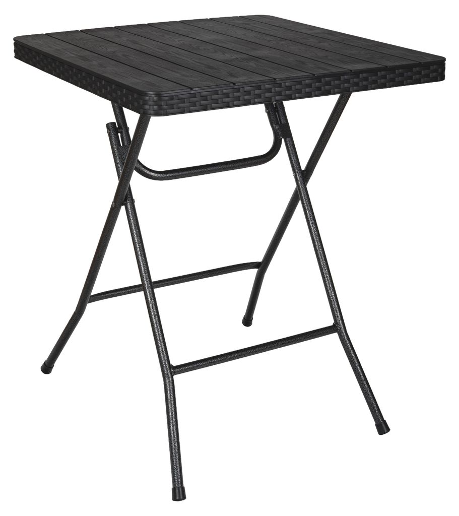 Koll Living Klapptisch 'Nomad' | 60x60x73 cm, Schwarz | Kunststoff Tischplatte Holzoptik, Metallgestell | Campingtisch, Balkontisch, Gartentisch