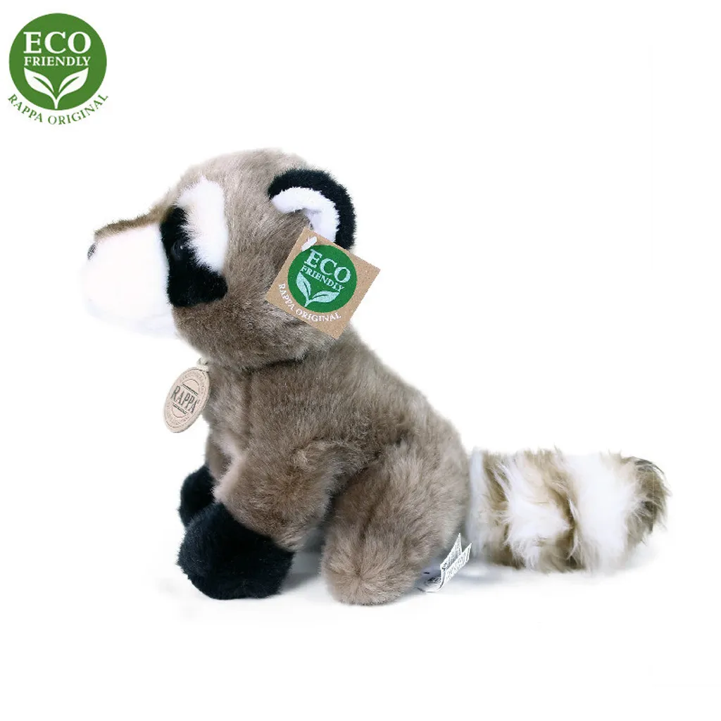 Petite peluche raton laveur 18 cm douce avec queue annelée grise - 10