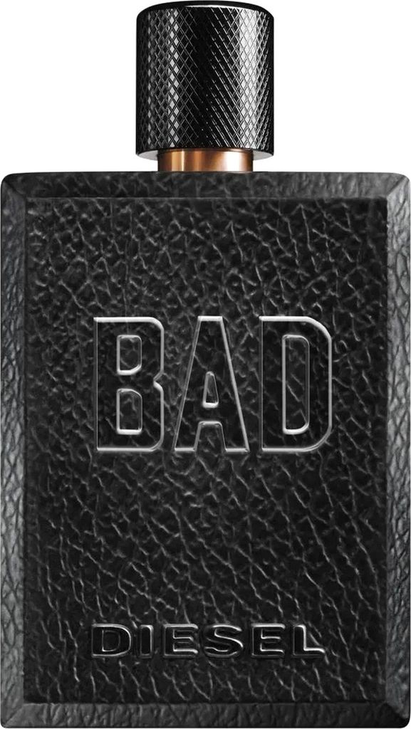 A black bottle of Diesel Bad Eau de Toilette for men.