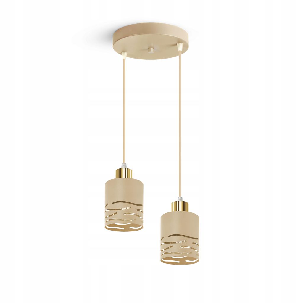 LUXOLAR - LED Pendelleuchte 2-flammig Creme/Gold E27 60W - Produktbild 