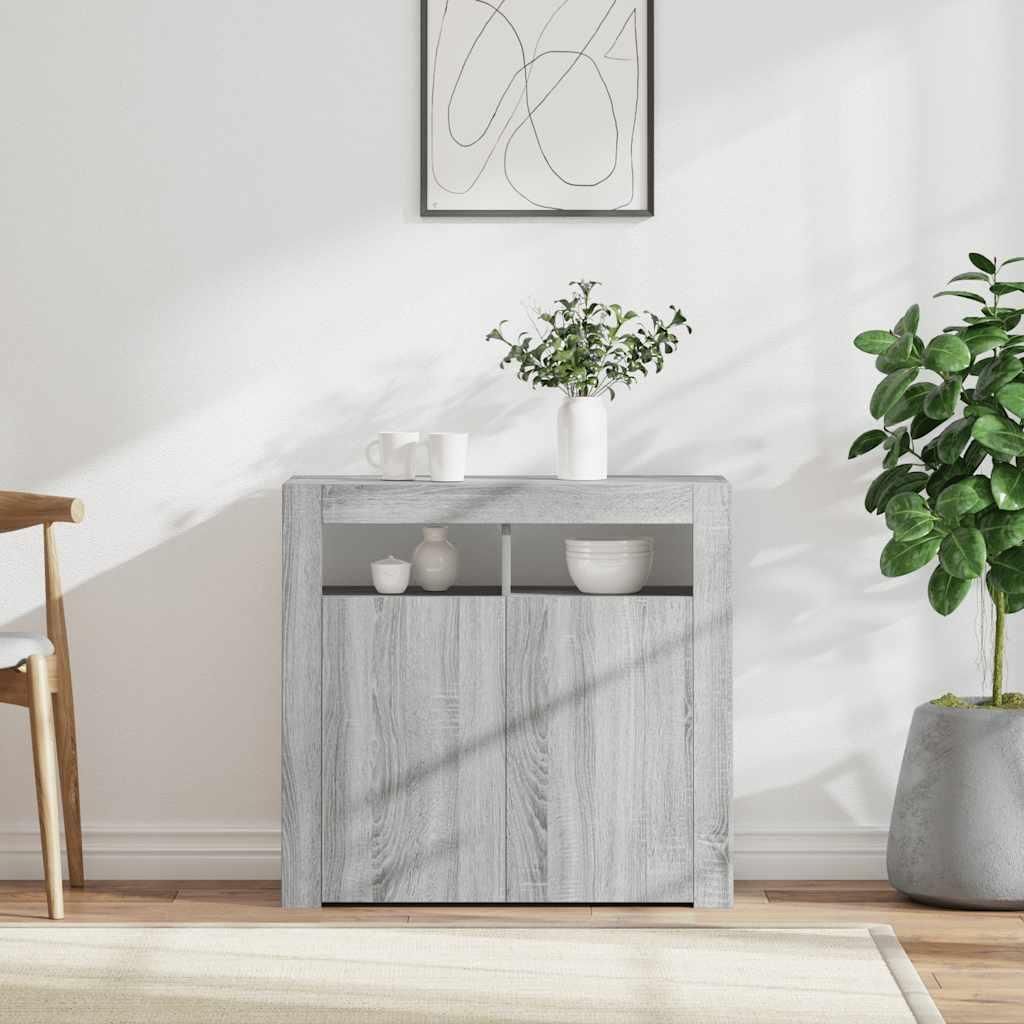 vidaXL Kredens z oświetleniem LED Szary Sonoma 80x35x75 cm Zdjęcie produktu 