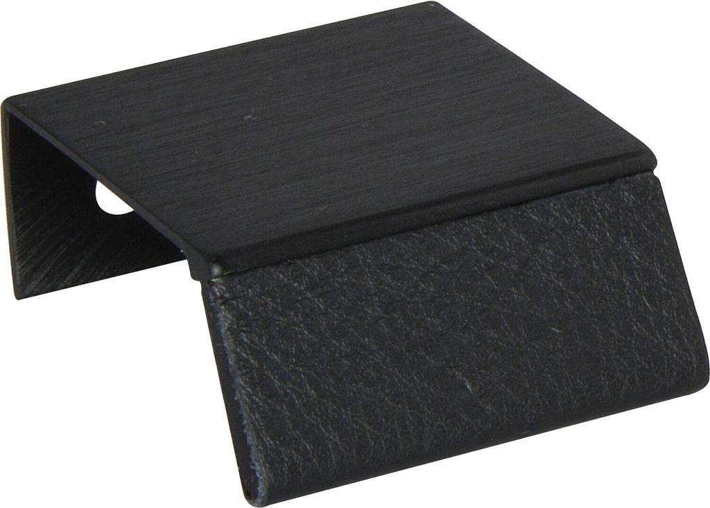 Griffleiste Möbelgriff Bench LA 20 L 40mm Alu schwarz gebürstet/Leder schwarz