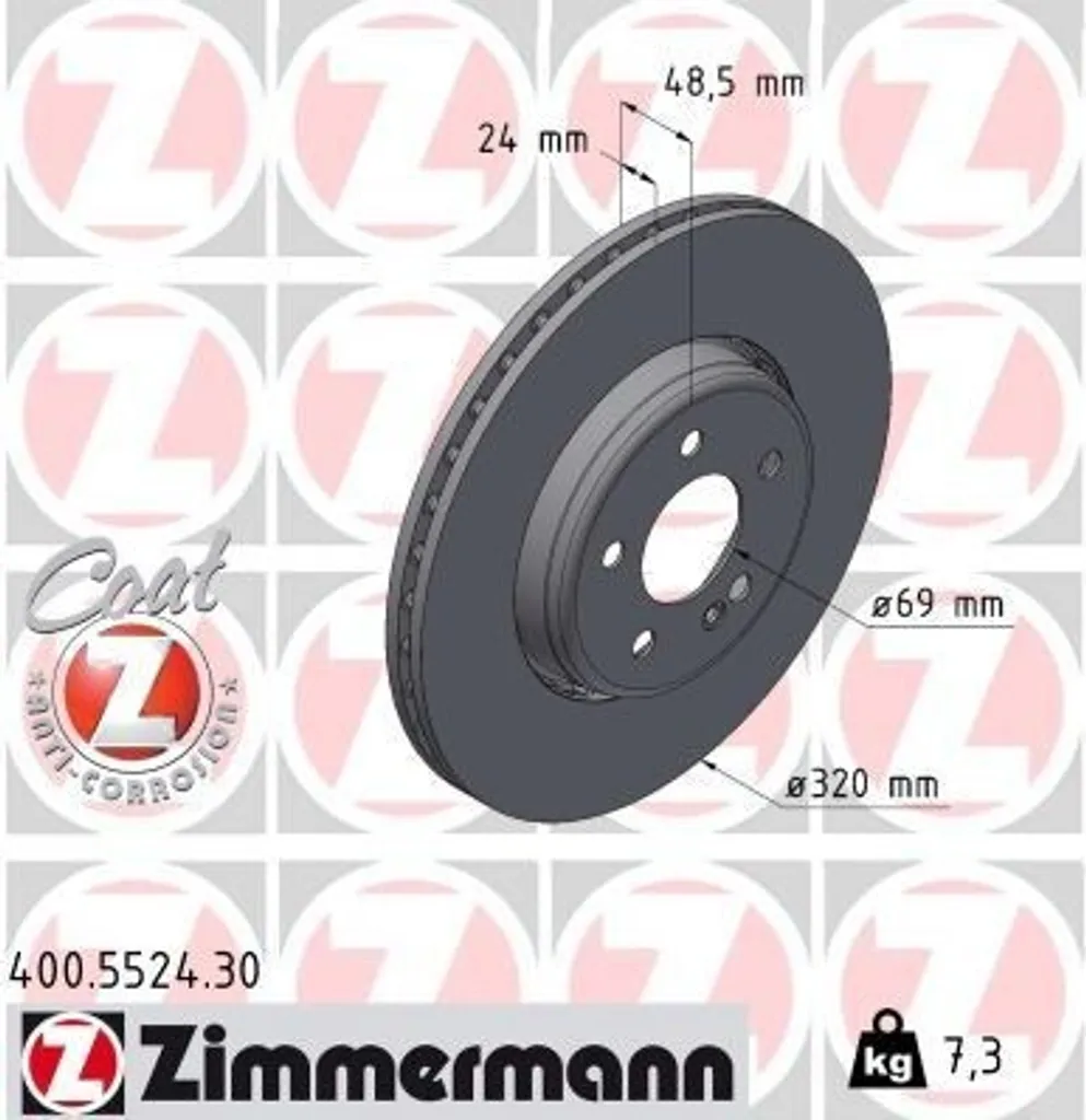 Jeu de Disques de Frein Ventilés 52mm pour Mercedes GLC X253 Zimmermann