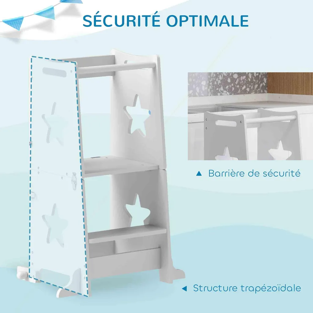 Tour d'observation stable structure trapézoïdale pour enfant blanc