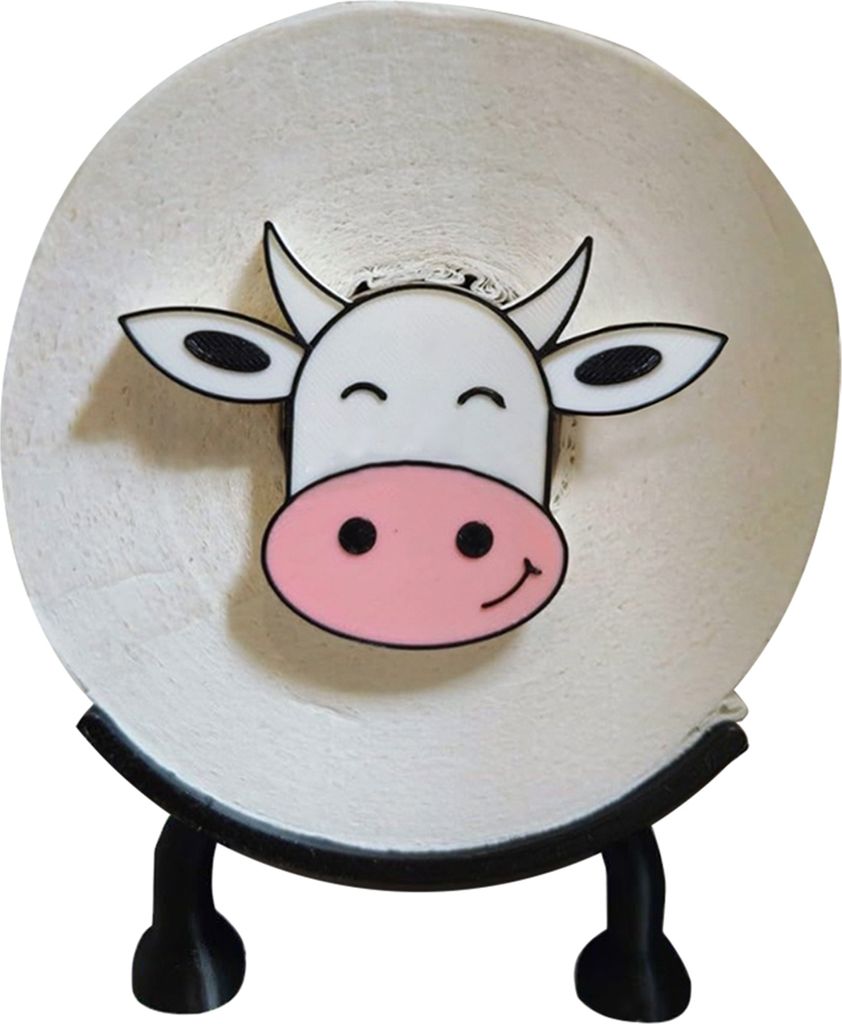 Toilettenpapierhalter mit Milchkuh-Motiv, 3D-Druck, Papierhandtuchhalter, freistehendes Design, lustige Badezimmerdekoration, hält Rollen organisi...
