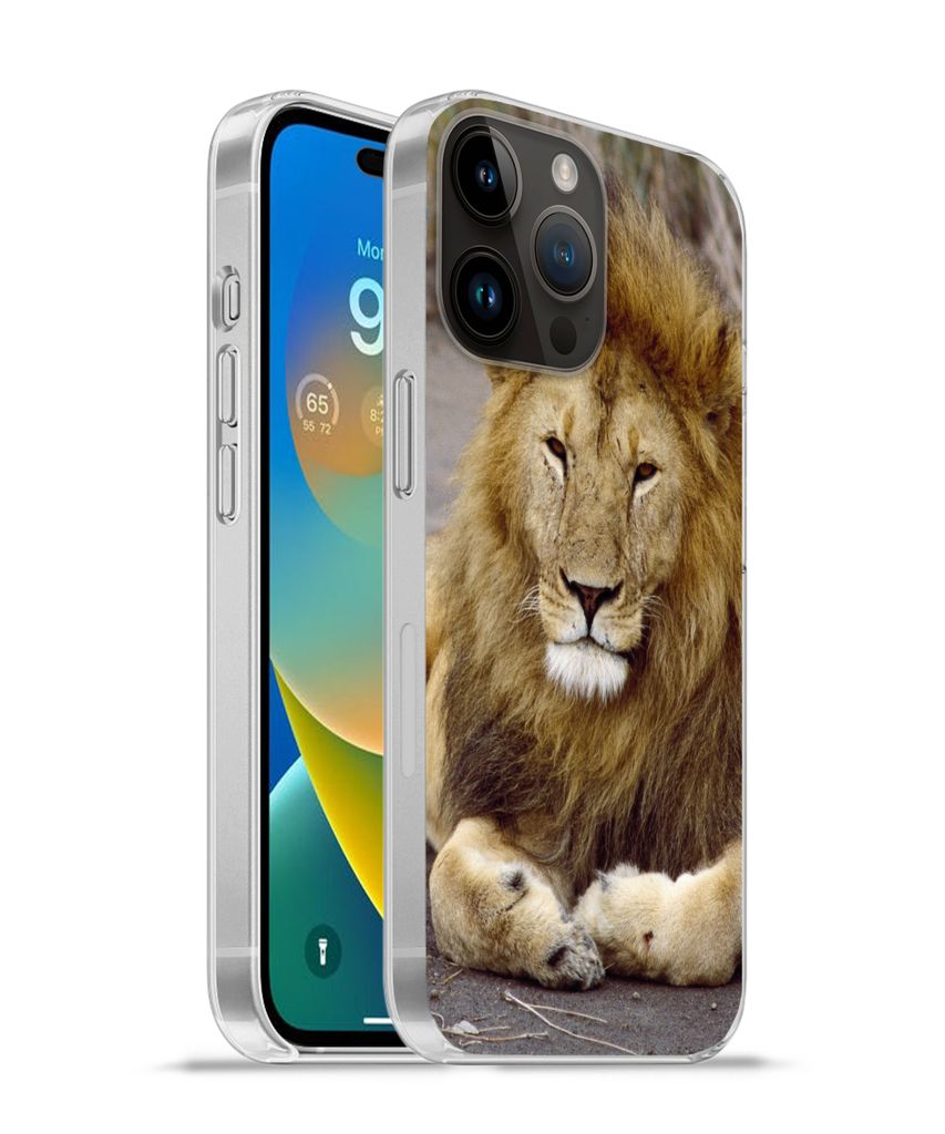 MuchoWow Handyhülle Schutzhülle Hülle für Apple iPhone 14 Pro - Softcase Löwe - Afrika - Tier Silikon Softcase Handy Hülle - Umschlag