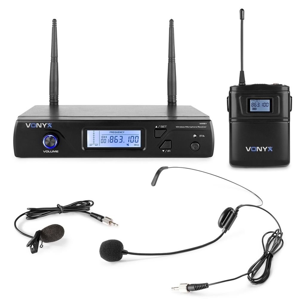 Vonyx WM61B, Headsetmikrofon, Bodypack-Empfänger, 40 - 17000 Hz, Taschensender, 1%, 90 dB