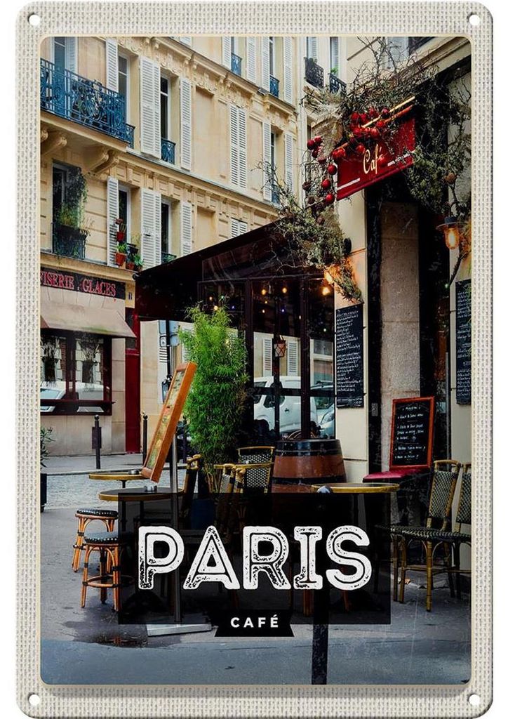 Blechschild Reise 20x30cm Paris Cafe Reiseziel Poster