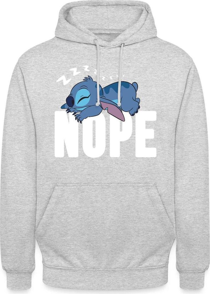 Lilo & Stitch | Schlafender Stitch Nope Uni Hoodie, 3XL, Hellgrau meliert