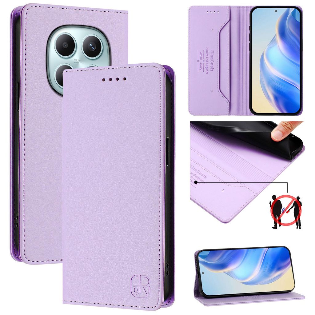 Lederhülle für Xiaomi Redmi Note 15 4G Hülle Flip Brieftasche Kartenfächern Ständer Schutzhülle Violett