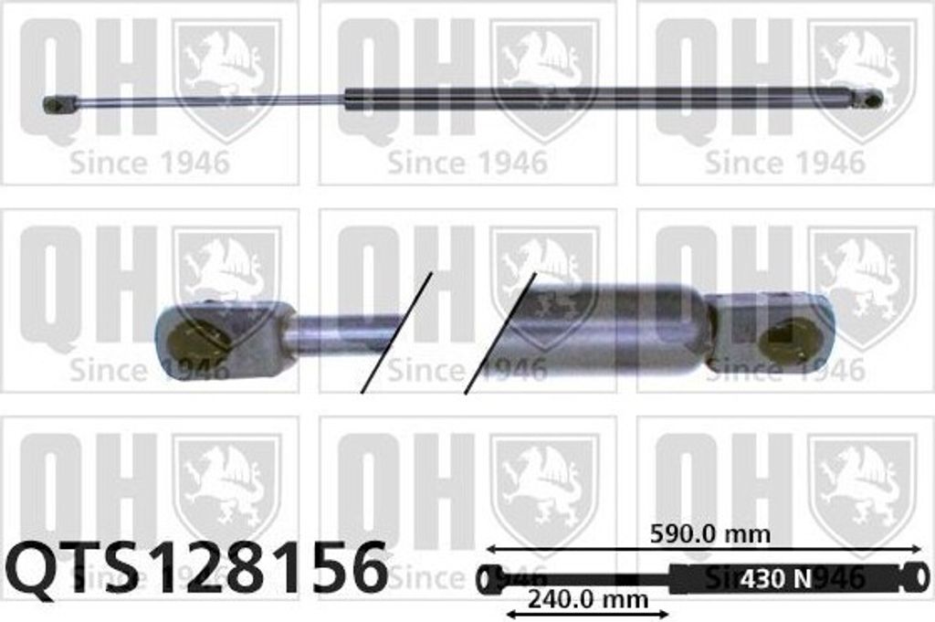 QUINTON HAZELL QTS128156 Gasfeder Heckklappendämpfer für FIAT Uno Schrägheck (146) 590mm