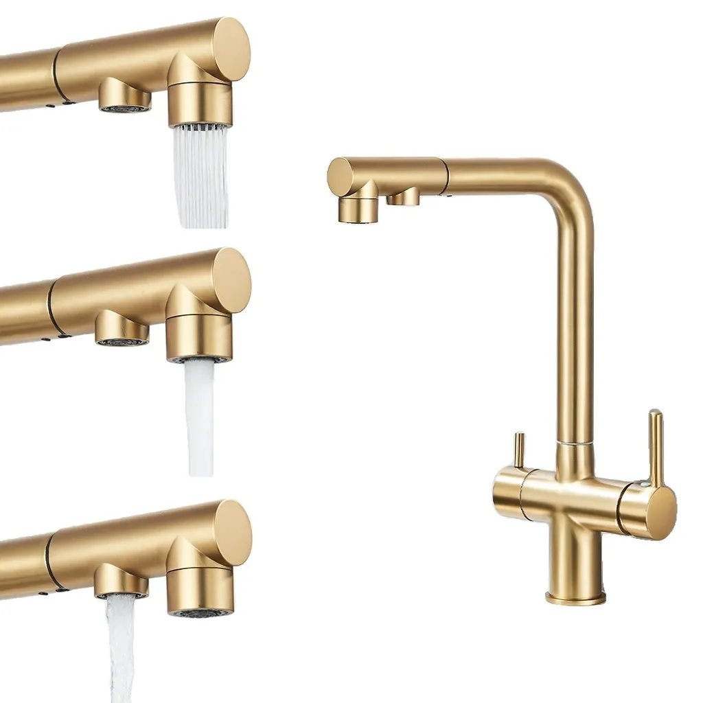 Rubinetto Cucina Oro Spazzolato Doppio Comando - Eleganza Funzionale