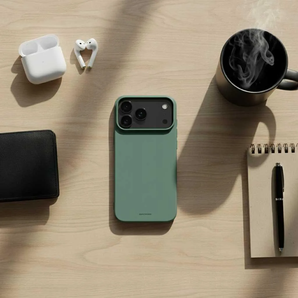 Étui iPhone 17 Pro Spacecase silicone vert foncé idéal usage quotidien