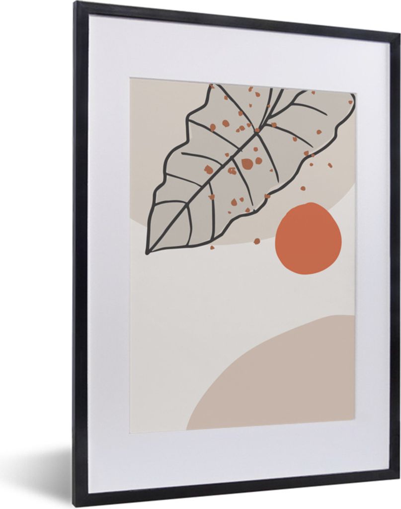 MuchoWow Gerahmtes Poster Sommer - Laub - Weiß - Orange 30x40 cm - Poster mit Schwarzem Bilderrahmen Wandposter Rahmen Foto Bilder - Wandposter ...