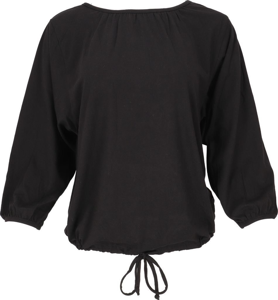 Einfarbiges Oversize Basic Fledermaus Shirt, Yogashirt, Langarmshirt aus Biobaumwolle - Schwarz, Damen, Baumwolle(Bio), Größe: S
