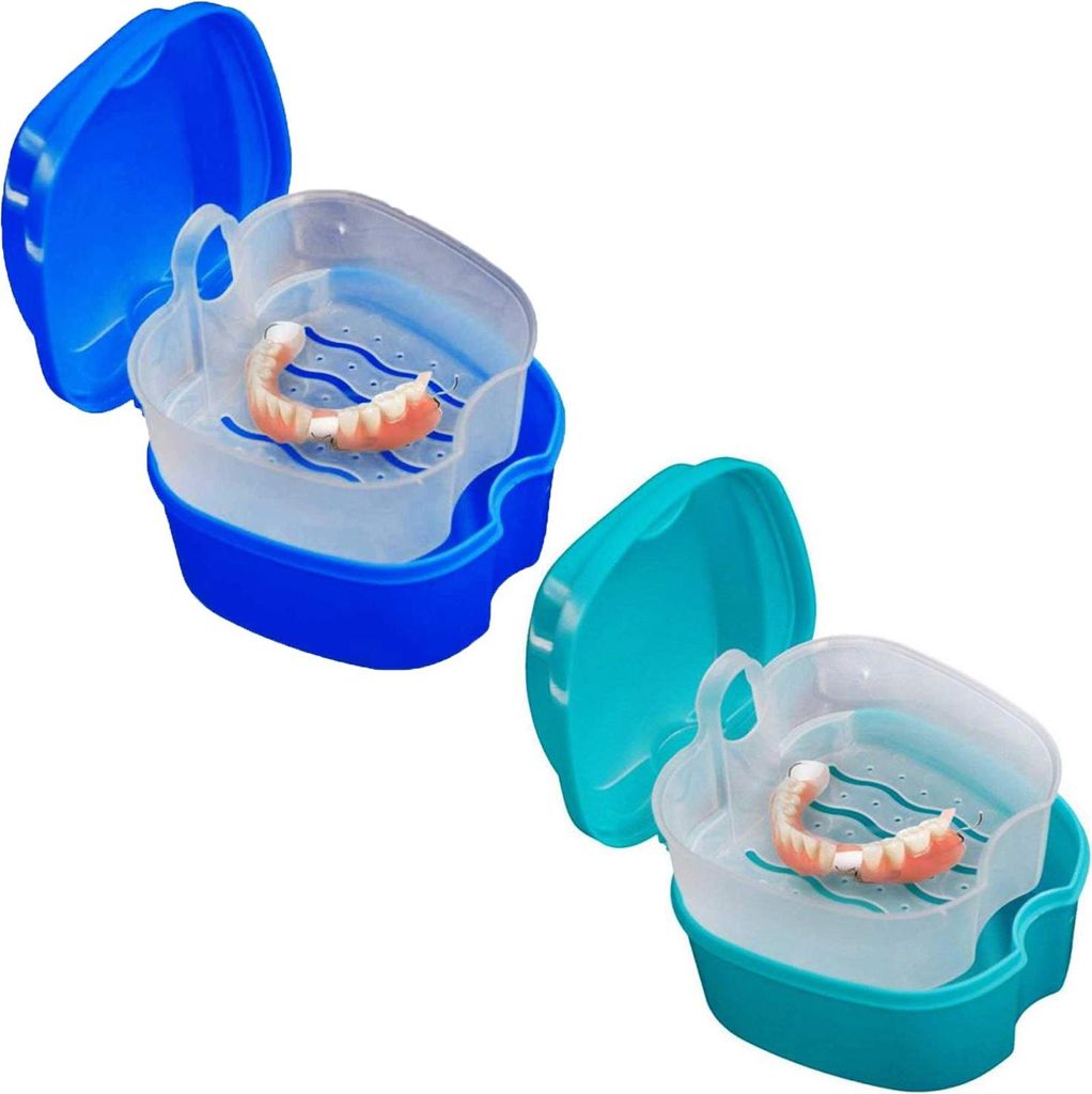 Set 2 Cutii proteza dentara, Kunststoff, Albastru