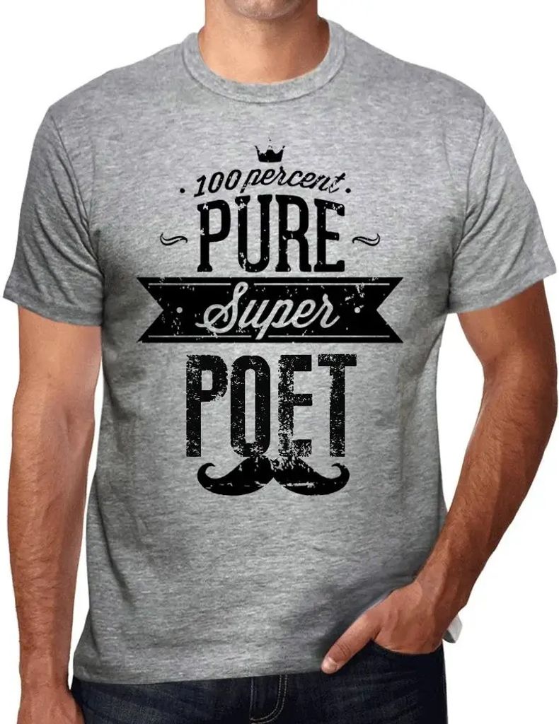 Herren Grafik T-Shirt 100% reiner Superpoet – 100% Pure Super Poet – Öko-Verantwortlich Vintage Jahrgang Kurzarm Lustige Druck Geburtstag Gesc...