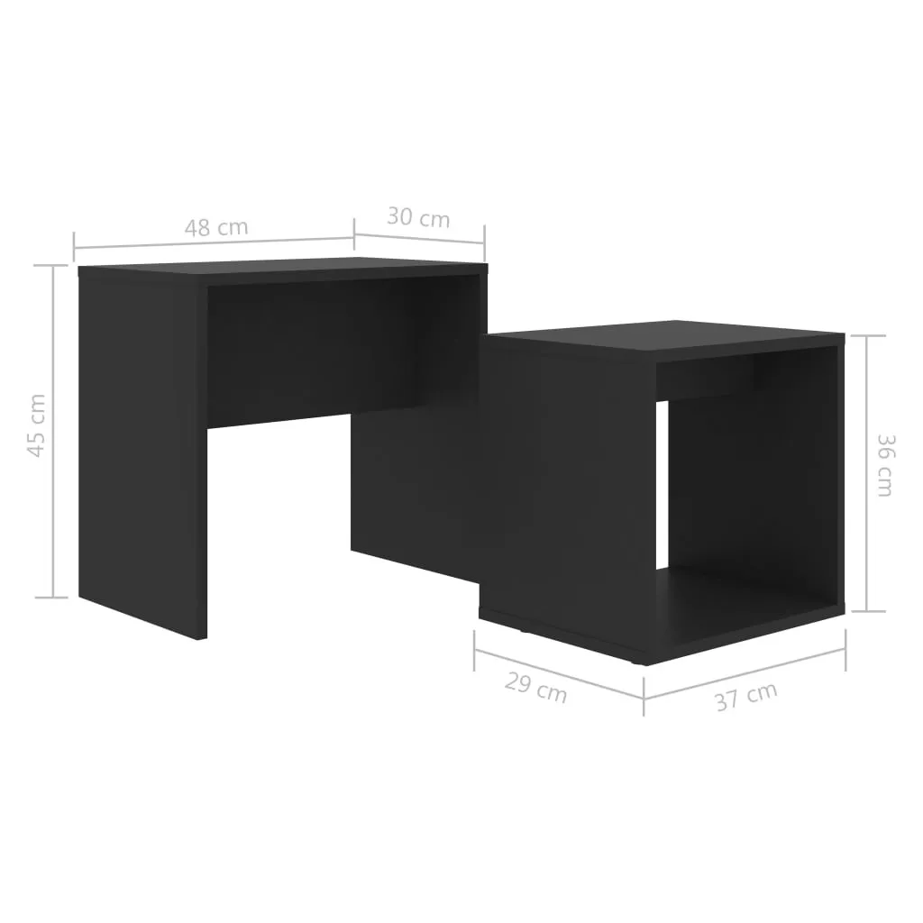 Set de 2 tables basses noires en bois composite robuste et compact - 7