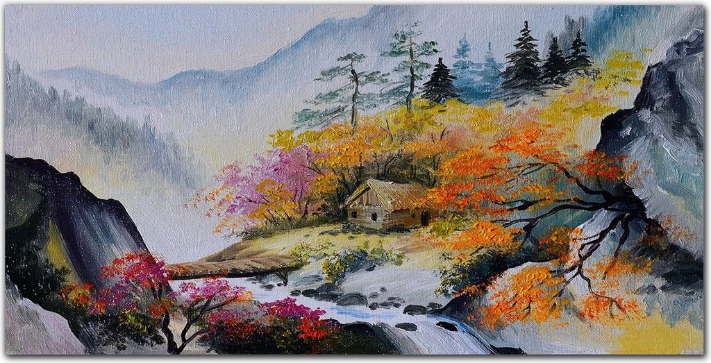 Coloray Bild aus Leinwand 100x50 Leinwand Dekoration - Nebel Spitze des Baumes