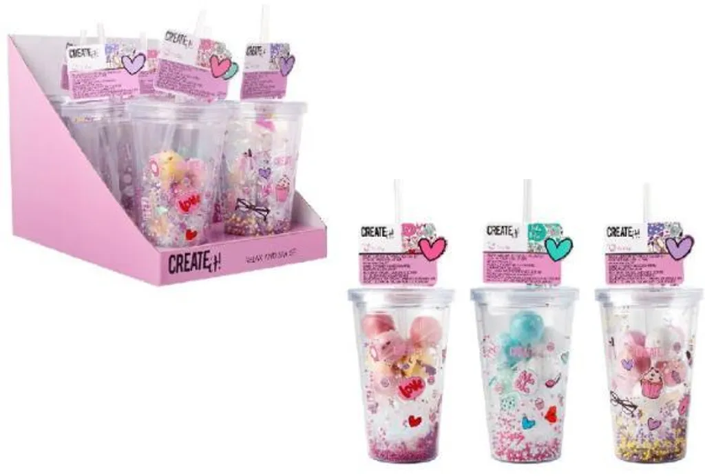 Coffret DIY bombes de bain enfant dans un gobelet paille réutilisable