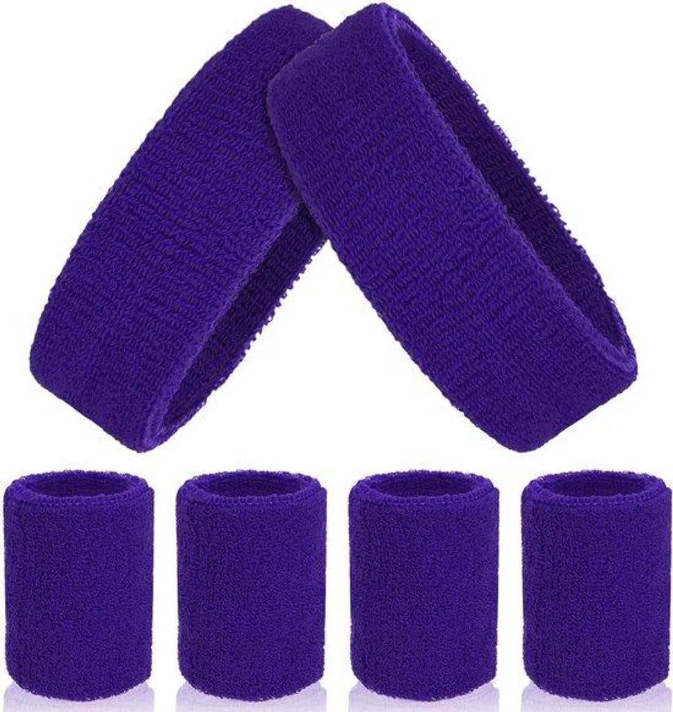 Bandeau de sport rayé et poignets absorbants en coton pour hommes - Confort
