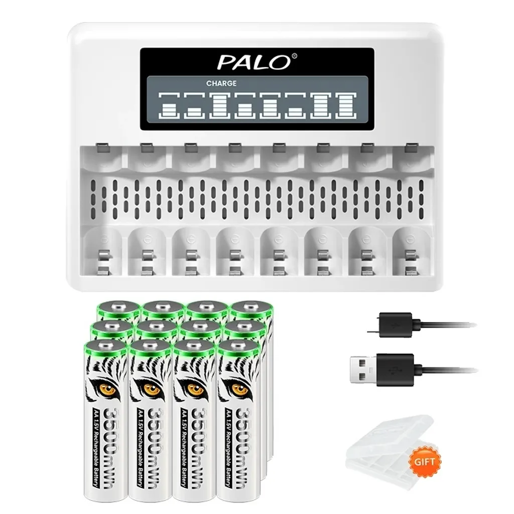Kit Eco-Friendly 12 Batterie Litio 1.5V + Caricatore LCD Intelligente