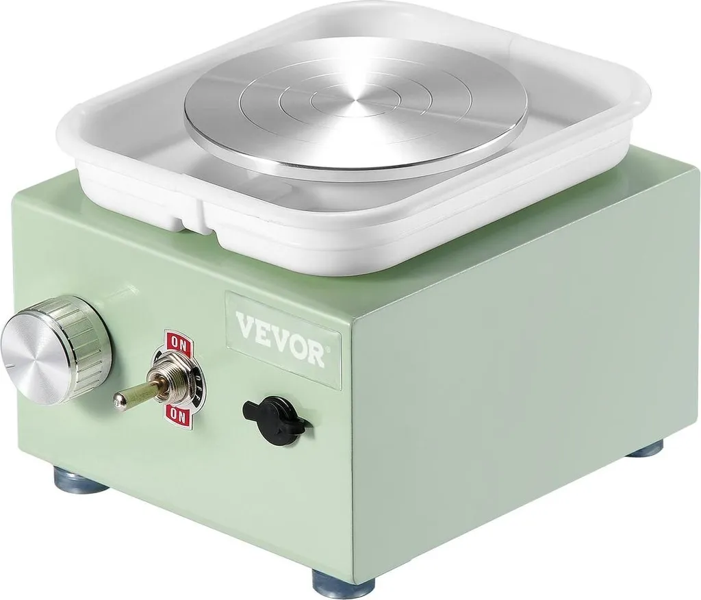 Mini tour de poterie réglable 320 tr/min vert pour céramique et DIY