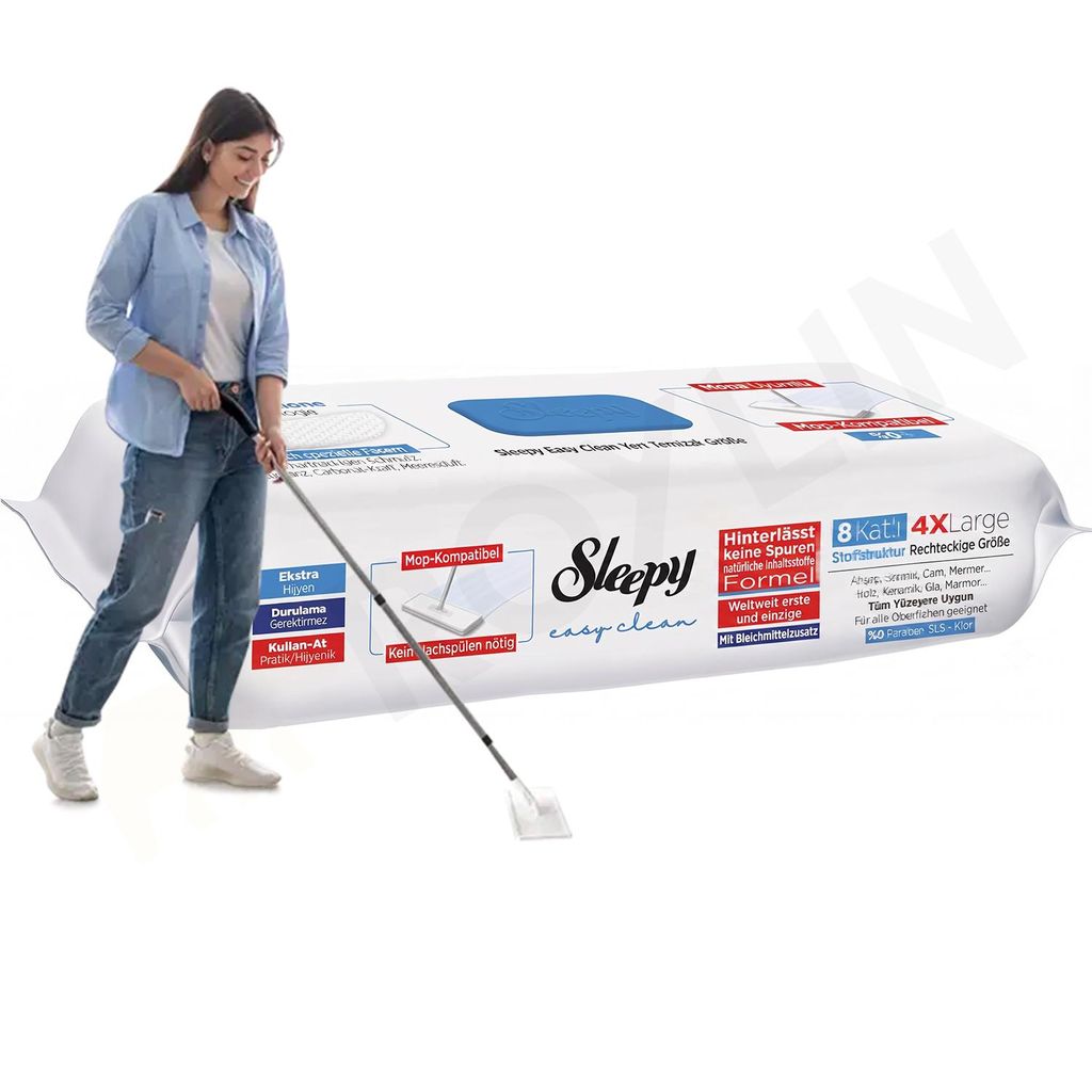 Roxlin Sleepy Easy Clean Blau Bodenwischtücher, 8-lagig XL Produktbild 