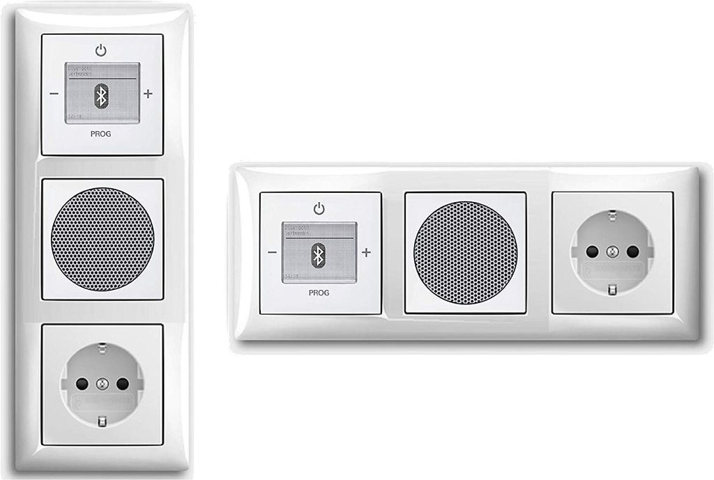 Busch Jäger Unterputz UP Bluetooth Radio 8217 U (8217U) Komplett-Set Balance SI alpinweiß + Lautsprecher + 20EUC-914 Steckdose + Radioeinheit in ...