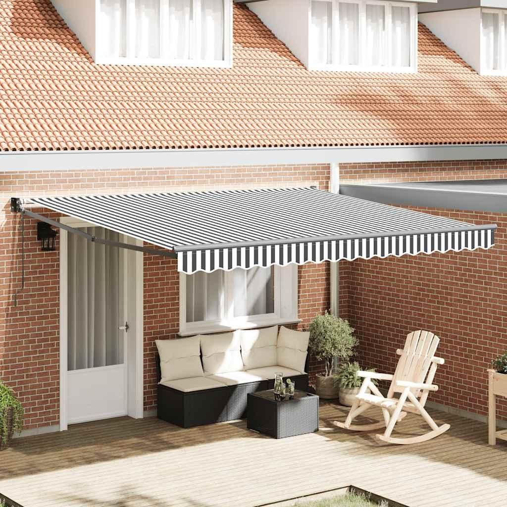 vidaXL Markise Einziehbar Anthrazit und Weiß 4x3 m Stoff und Aluminium