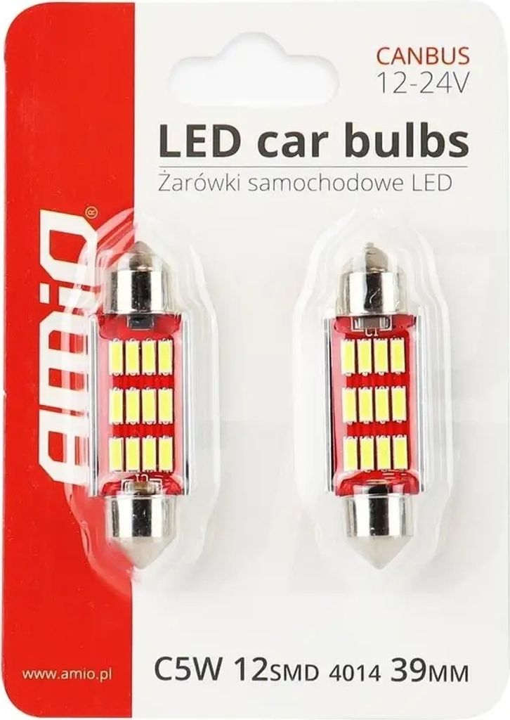 AMIO ZAROWKA LED 12-24V C5W C10W 39MM 12XSMD x Produktbild 