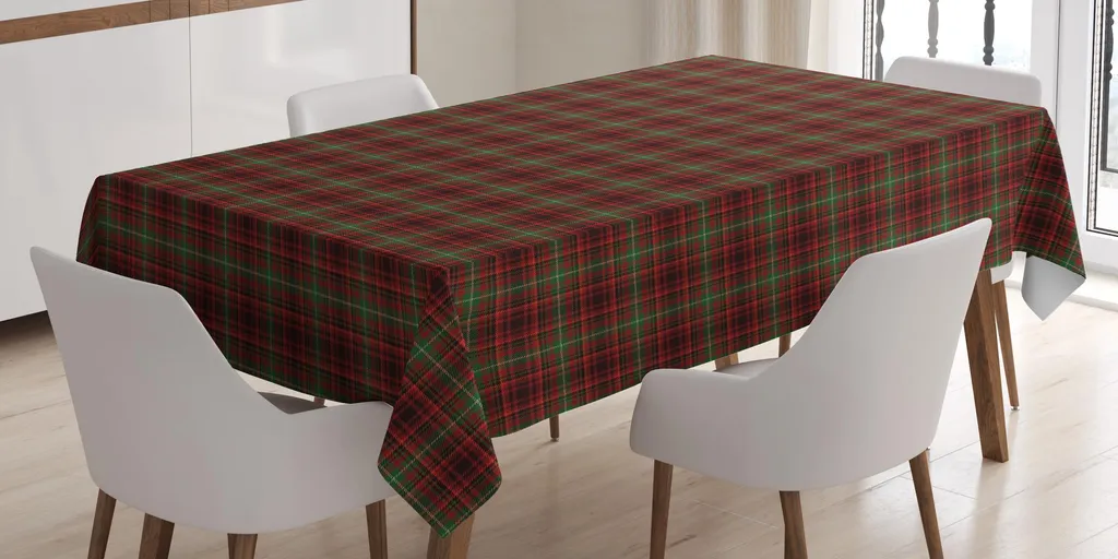 ABAKUHAUS Tovaglia Tartan 140x240 cm Verde e Nero - Stile Scozzese