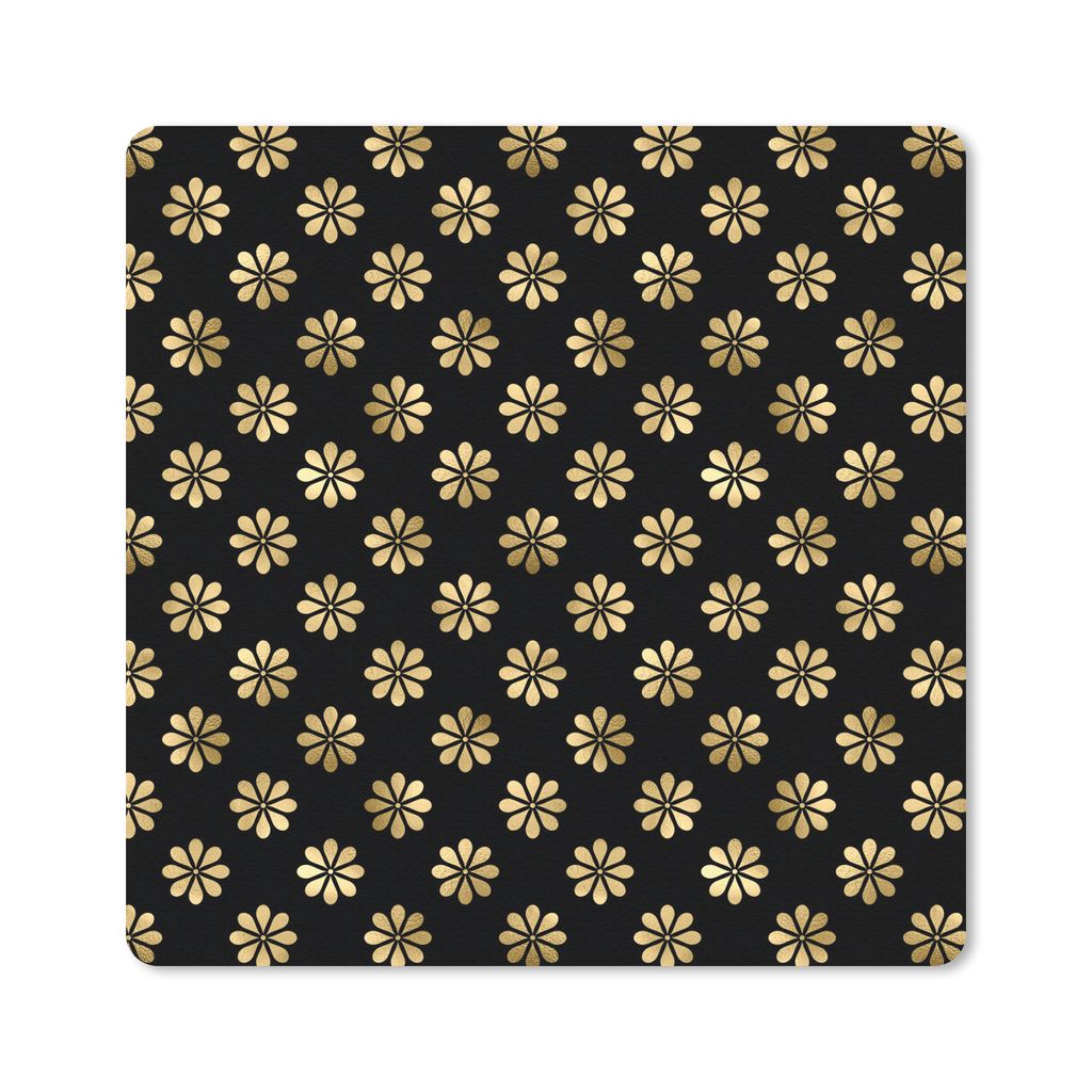 MuchoWow Mauspad Mousepad Muster - Blumen - Gold 30x30 cm - Mousepads - Maus Mat - Pad - Mausunterlage - Gaming