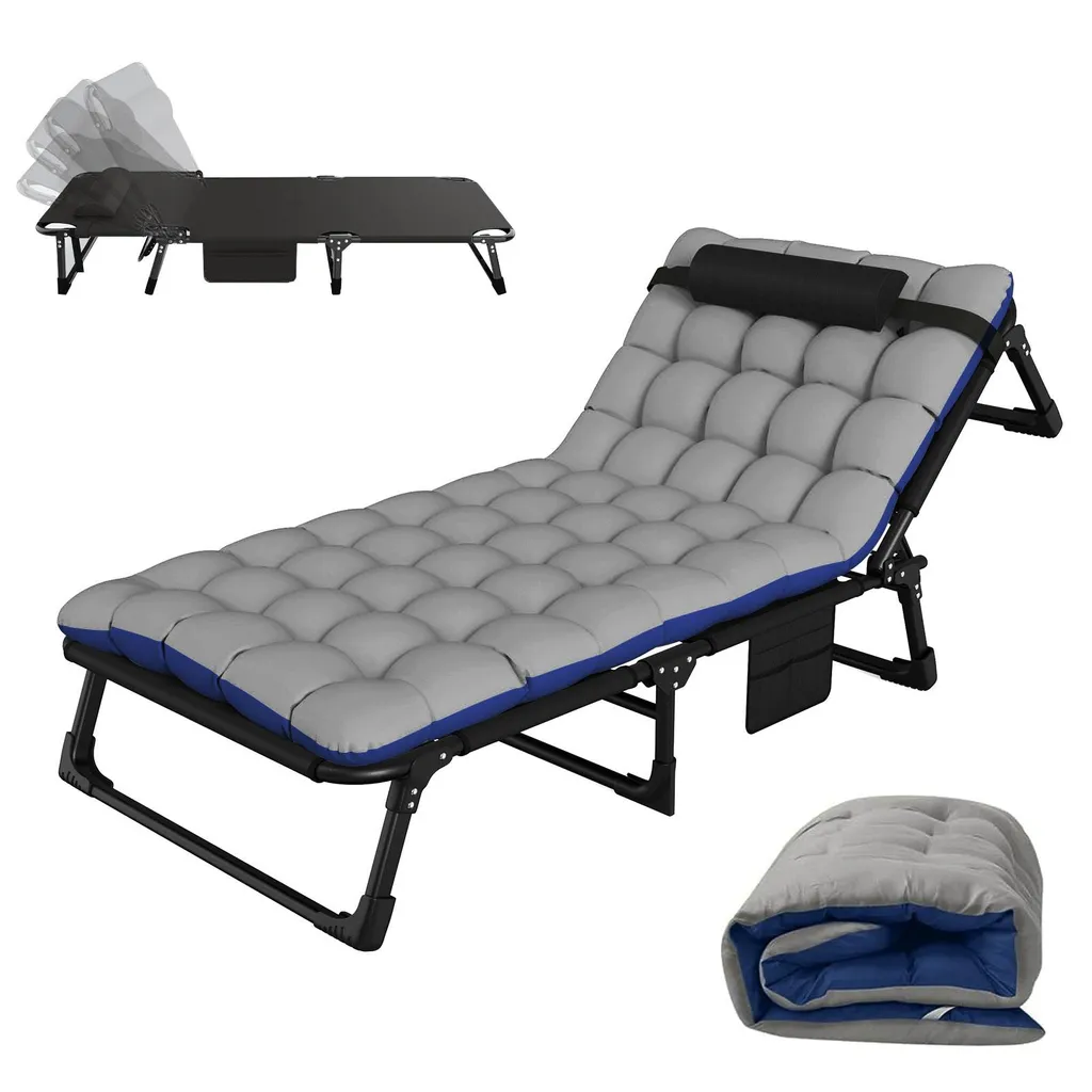 Lit d'appoint pliable pour camping et sieste bureau avec dossier inclinable